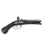 A RARE EARLY 100-BORE FLINTLOCK POCKET-PISTOL, SIGNATURE OBSCURED, no visible serial number,