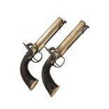 A PAIR OF 50-BORE PERCUSSION PAKTONG SIDE-HAMMER PISTOLS, UNSIGNED, no visible serial numbers, circa