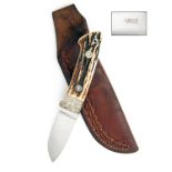 ALAN WOOD, ENGLAND A STAG-HILTED SPORTING-KNIFE, with polished drop-point 3 1/2in. fixed blade