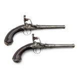 A SCARCE PAIR OF 18-BORE FLINTLOCK QUEEN-ANNE BELT-PISTOLS, SIGNATURE OBSCURED, no visible serial