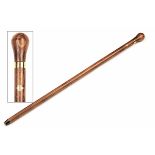 JAMES PURDEY & SONS A BEECHWOOD TIPPLING WALKING CANE, with knob handle, unscrewing to reveal a