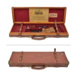 BOSS & CO. A BRASS-CORNERED OAK AND LEATHER SINGLE GUNCASE, fitted for 29in. barrels, the interior