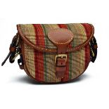 ROWLAND WARD LTD. AN UNUSED MULTI-COLOURED SUEDE-LINED CARTRIDGE BAG, with canvas and leather