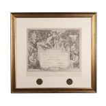 EXPOSITION UNIVERSELLE DE 1900 - ELEY A FRAMED 'GRAND PRIX' AWARD CERTIFICATE WITH TWO MEDALLIONS,