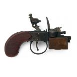 DUNHILL, LONDON A SCARCE TABLE LIGHTER IN THE FORM OF A FLINTLOCK TINDERBOX, with bronzed effect