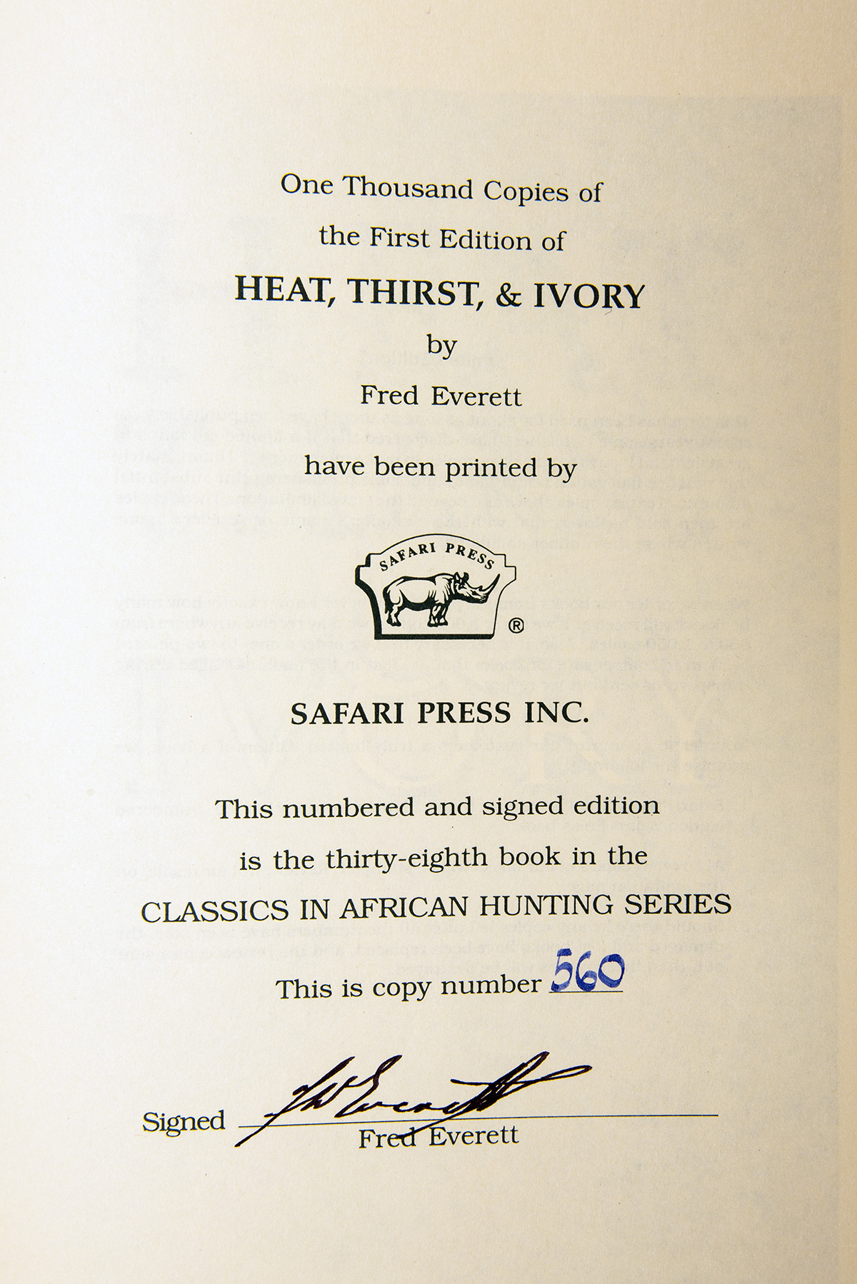 TWO AFRICAN-THEMED SAFARI PRESS LIMITED EDITION SLIP-CASED HARDBACK BOOKS: HEAT, THIRST, AND IVORY - - Image 3 of 5