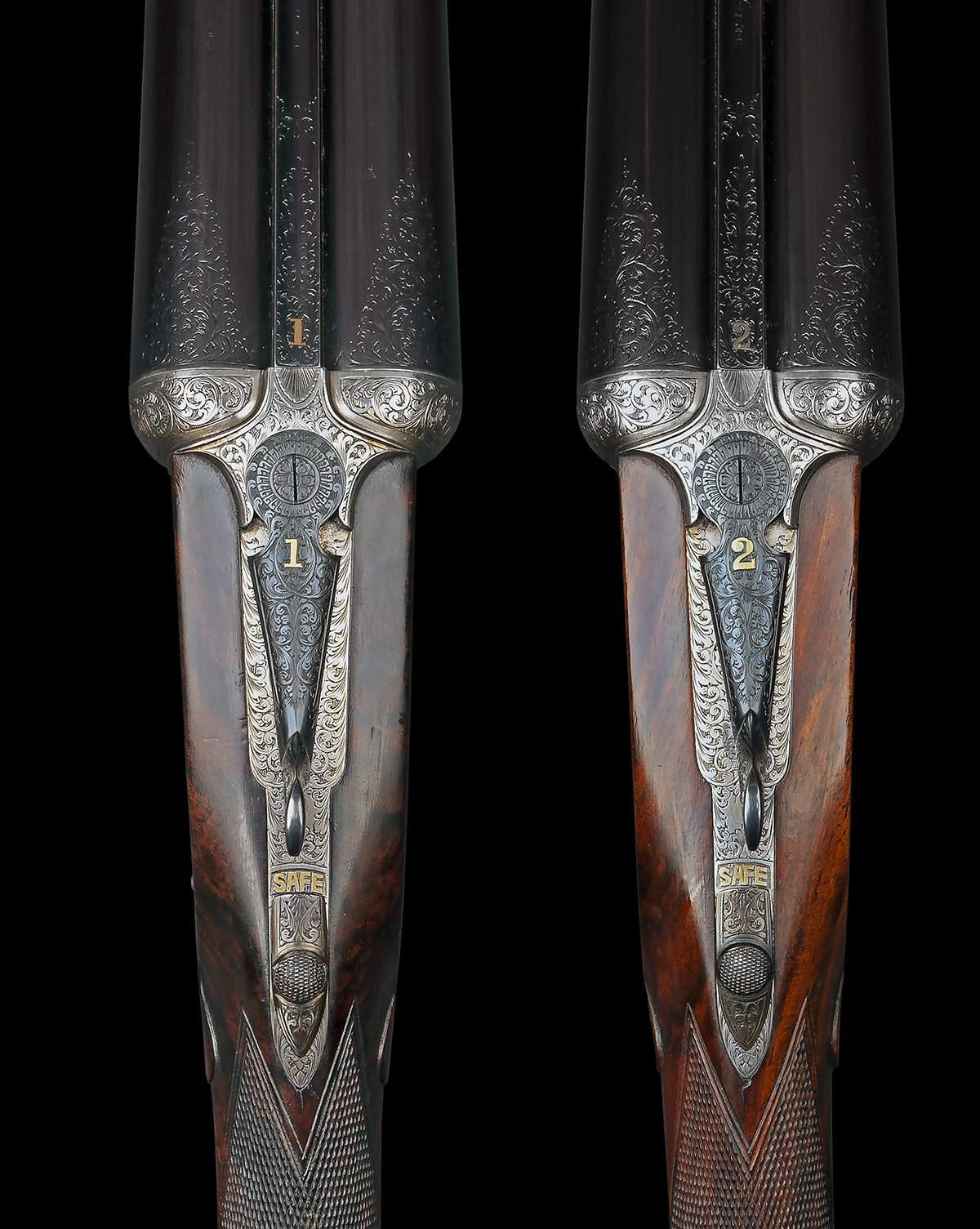 A.A. BROWN & SONS A LIGHTWEIGHT PAIR OF HOWE-ENGRAVED 'SUPREME DE LUXE' 12-BORE SELF-OPENING - Image 3 of 7