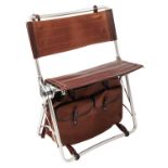 BANTAM MANUFACTURING CO. LTD. A LEATHER AND ALUMINIUM 'THE BANTAM CHAIR' FOLDING SEAT WITH