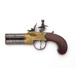 BARTON, LONDON A 60-BORE FLINTLOCK OVER-UNDER TAP-ACTION OVER-COAT PISTOL WITH ORIGINAL MOULD, circa