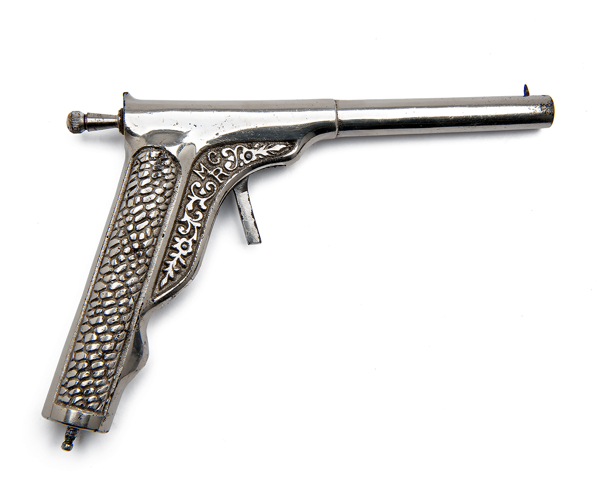 MAYER & GRAMMELSPACHER, GERMANY, A SCARCE .177 NICKEL-PLATED SPRING-PISTON AIR-PISTOL, MODEL ' - Image 2 of 3