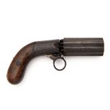 AN 80-BORE PERCUSSION PEPPERBOX REVOLVER SIGNED 'J.R. COOPER, PATENTEE', no visible serial number,
