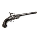 FARMER, LONDON A RARE 18-BORE FLINTLOCK PISTOL, MODEL 'FLAT-FRONT QUEEN ANNE', no visible serial