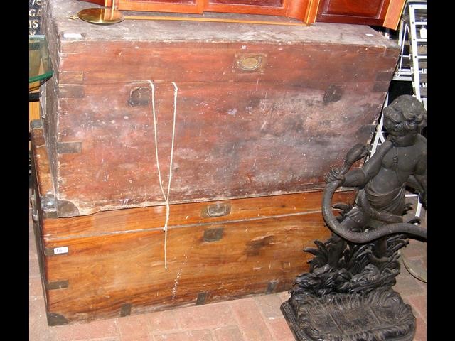 An old metal bound chest and one other