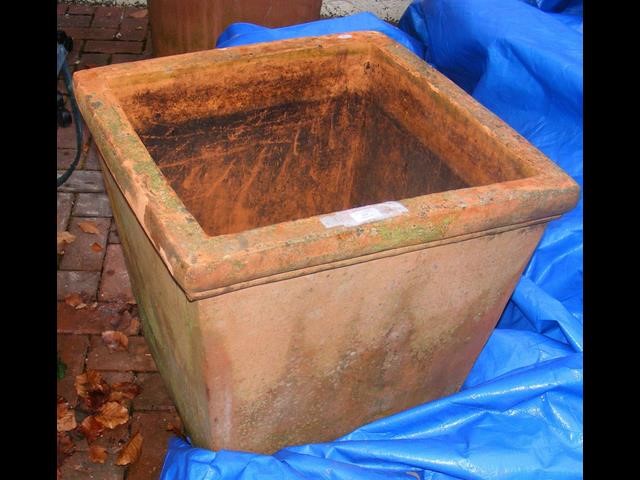 Large square terracotta garden pot