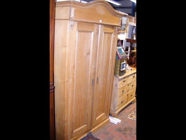 Antique two door pine wardrobe - 110cm wide