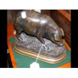 Bronze pig ornament - 17cm high