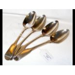 Four heavy silver serving spoons - 11.4oz