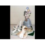 Lladro figure of balloon selling girl, together with
