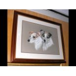 WOODFORD - painting of two dogs - signed and dated '95