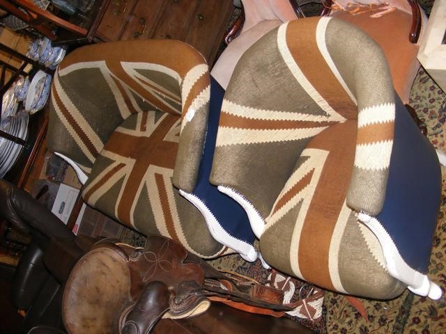 An unusual "Brexit" shabby chic antique settee and