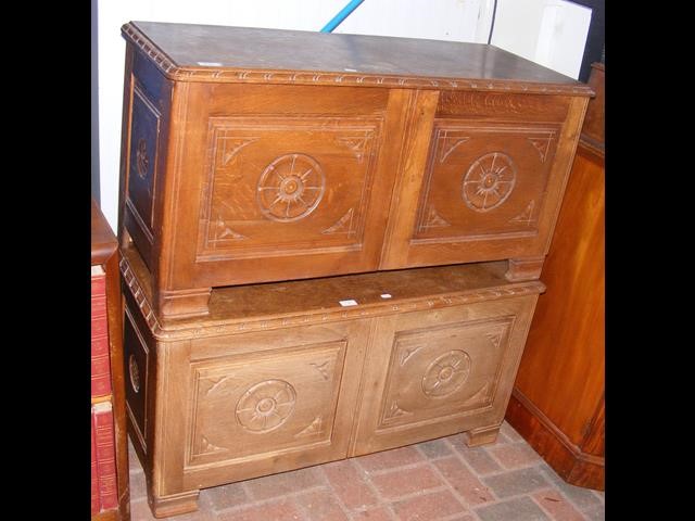 Oak blanket chest and one other