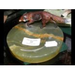 Cold painted bronze Fox and onyx pin dish