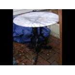 Marble top and wrought iron garden table