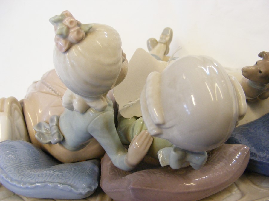 A Lladro figural group of boy, girl and dog on settee - Image 9 of 11