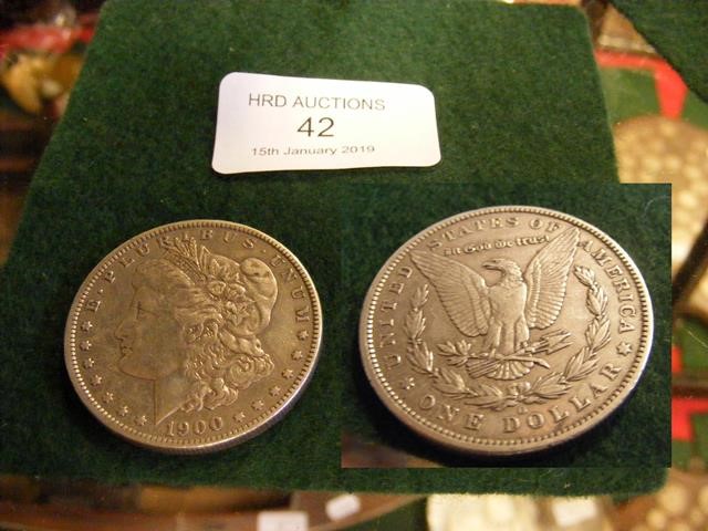 Silver Dollar coin dated 1900