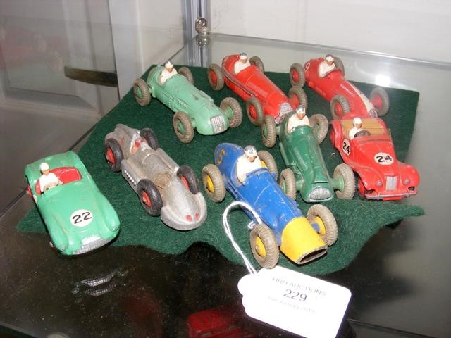 Various early Dinky racing cars, including Ferrari