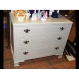 A painted three drawer chest