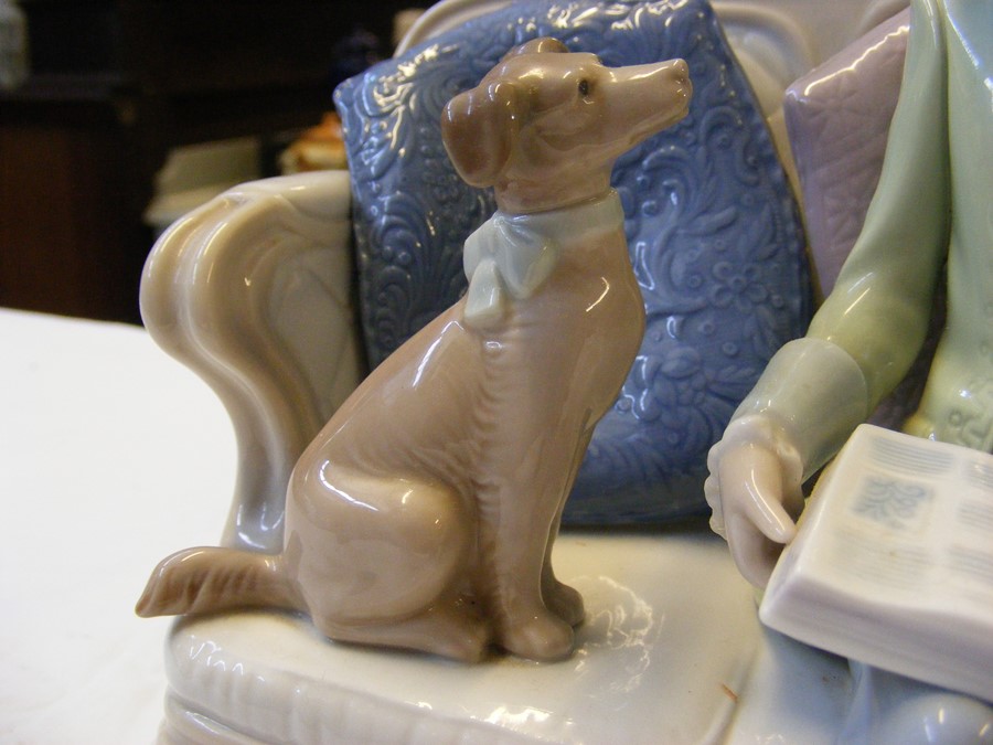 A Lladro figural group of boy, girl and dog on settee - Image 2 of 11