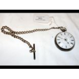 A gent's silver cased pocket watch and chain