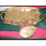 Andre Villien - a bronze two handled dish and one