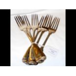 Six heavy silver dining forks - 16oz