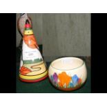 Clarice Cliff "Bizarre" pattern crocus sugar bowl,