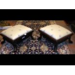 Pair of antique rosewood footstools - each 30cm sq