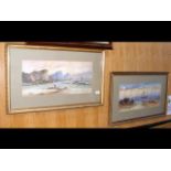 W H EARP - pair of watercolours - rocky coastal scenes