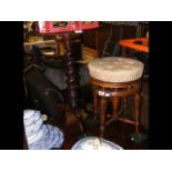 Antique wine table, together with piano stool