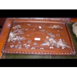 A Mother of Pearl inlaid serving tray - 34cm x 47c