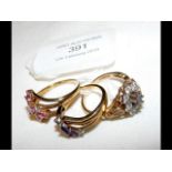 Three 9ct gold dress rings