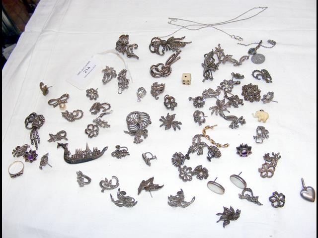 Selection of silver marcasite jewellery