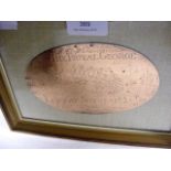 An interesting old oval copper plaque - "Henry Cham