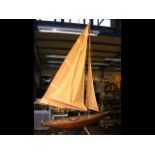 Antique pond yacht with sail and rigging - 160cm h