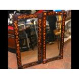 A marquetry wall mirror - 87cm x 42cm - and one ot