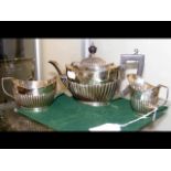 A three piece silver Bachelor's teaset