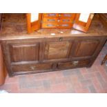 A 126cm long period oak mule chest with two drawer