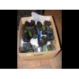 A box of part model train wagons and spares