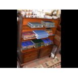 Antique mahogany waterfall bookcase with cupboards