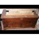 A metal bound antique coffer - 125cm